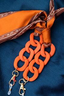 Оранжевый хлопковый шарф с простым принтом для чтения, съемный держатель для ремешка-цепочки для очков The Colourful Aura, оранжевый