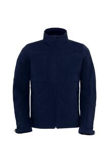 Дышащая, водонепроницаемая и ветрозащитная куртка Softshell с капюшоном (флисовая подкладка) B&amp;C, темно-синий B&C