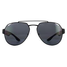 Черные резиновые серые поляризованные солнцезащитные очки Aviator Prada Sport, черный