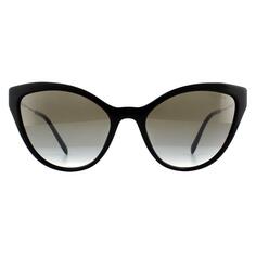 Черные серые зеркальные серебряные солнцезащитные очки «кошачий глаз» с градиентом Miu Miu, черный