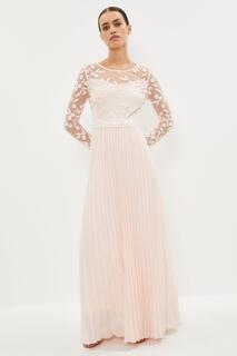 Миниатюрное платье макси с длинными рукавами и вышивкой Coast, розовый