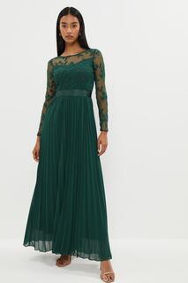 Миниатюрное платье макси с длинными рукавами и вышивкой Coast, зеленый