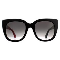 Черные солнцезащитные очки «кошачий глаз» с красно-зелеными и коричневыми градиентами GG0163SN Gucci, черный
