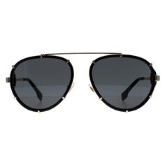 Черные темно-серые солнцезащитные очки-авиаторы Versace, черный