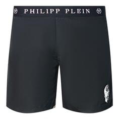 Черные шорты для плавания с фирменным поясом Philipp Plein, черный