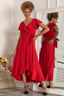Платье Priya с оборками и глубоким подолом Jolie Moi, красный