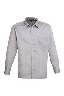 Простая рабочая рубашка из поплина с длинными рукавами Premier, серебро Premier.