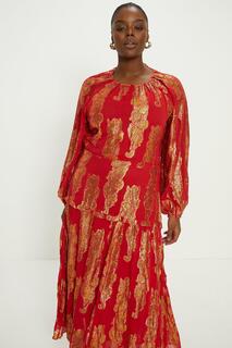 Жаккардовое платье миди Curve Shimmer Oasis, красный