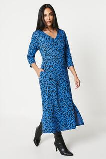 Жаккардовое платье миди Petite Cobalt с животным принтом Wallis, синий