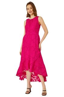 Жаккардовое платье миди без рукавов с глубоким подолом Roman, розовый