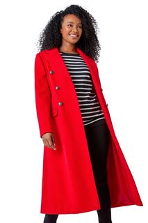 Удлиненное пальто в стиле милитари Petite с поясом Roman, красный
