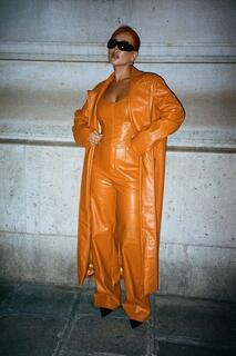 Удлиненное пальто с кожаным эффектом MISSPAP, оранжевый