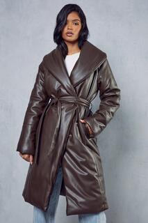 Удлиненное пальто с кожаной подкладкой MISSPAP, коричневый