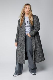 Удлиненное шерстяное пальто оверсайз с украшением Nasty Gal, мультиколор