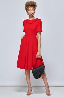 Платье Валенсия с воротником на пуговицах Jolie Moi, красный