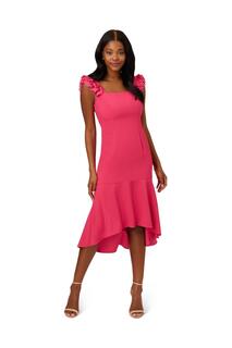 Платье из атласного крепа с высоким вырезом Adrianna Papell, розовый