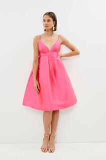Миниатюрное структурированное платье миди из твила на бретельках Coast, розовый