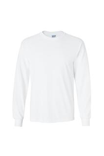 Простая футболка с длинным рукавом из ультрахлопка с круглым вырезом Gildan, белый