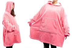 Удобное одеяло с капюшоном из шерпы большого размера, один размер Leaper, розовый