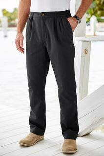 Удобные брюки со складками спереди 27 дюймов Cotton Traders, черный