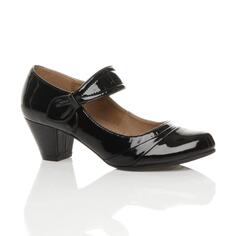 Удобные лакированные туфли-лодочки Mary Jane на среднем каблуке AJVANI, черный