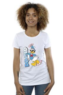 Прохладная хлопковая футболка с Дональдом Даком Disney, белый