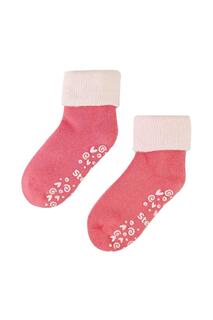 Теплые легкие нескользящие носки симпатичного дизайна с ручками Steven, розовый