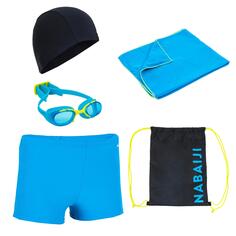 Комплект для плавания Decathlon Start 100 — сумка, кепка, боксеры, очки, полотенце Nabaiji, синий