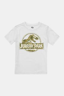 Футболка с камуфляжным принтом «Дино» для мальчиков Jurassic Park, белый