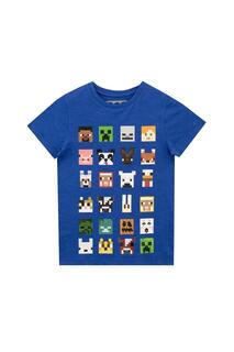 Игровая футболка с пиксельным персонажем Minecraft, синий