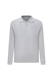 Рубашки-поло/рубашки-поло из пике с длинными рукавами 65/35 Fruit of the Loom, серый