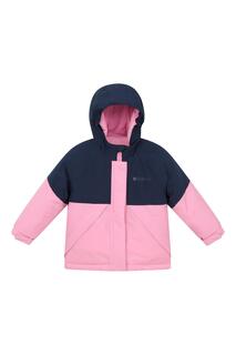 Куртка для малышей, водонепроницаемое детское теплое пальто с цветными блоками Mountain Warehouse, розовый