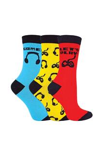 3 пары новаторских хлопковых носков с интересным игровым дизайном Sock Snob, мультиколор