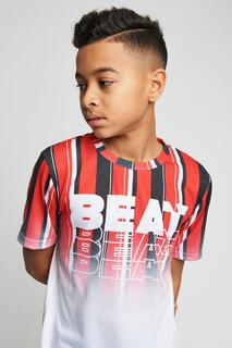 Футболка в полоску с надписью «Header» Beat Boyz Club, красный
