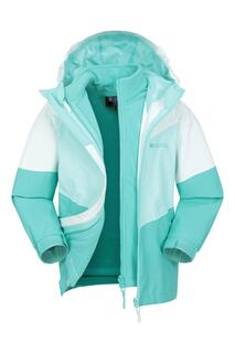 Водонепроницаемая куртка с молнией 3 в 1, пальто для девочек с проклеенными швами Mountain Warehouse, зеленый
