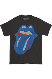 Футболка с синим и одиноким языком The Rolling Stones, черный