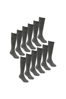 12 пар бамбуковых носков до колена, мягкие однотонные длинные школьные носки Sock Snob, серый