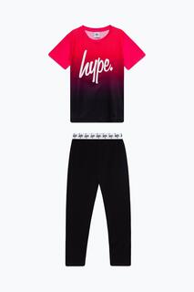Комплект из футболки и леггинсов Fade Script Hype, розовый