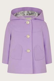 Детское пальто с карманом в форме сердца Monsoon, фиолетовый