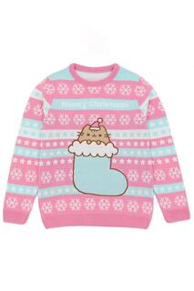 Вязаный рождественский свитшот Pusheen, розовый