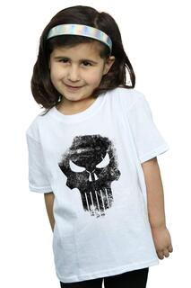 Хлопковая футболка The Punisher с потертостями и черепом Marvel, белый
