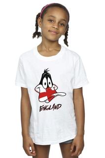 Хлопковая футболка Daffy England Face Looney Tunes, белый