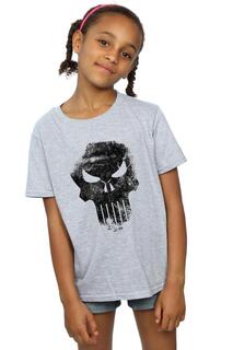 Хлопковая футболка The Punisher с потертостями и черепом Marvel, серый