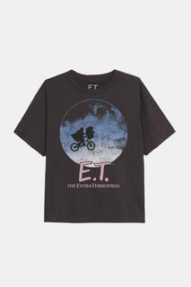 Футболка для девочек «Луна и велосипед» E.T., черный
