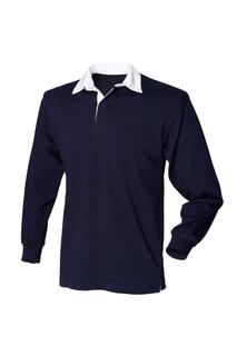 Однотонная спортивная рубашка-поло для регби с длинными рукавами Front Row, темно-синий