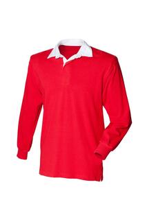 Однотонная спортивная рубашка-поло для регби с длинными рукавами Front Row, красный
