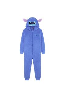 Уютный флисовый комбинезон Stitch Disney, фиолетовый
