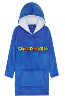 Объемное пончо с капюшоном Super Mario, синий