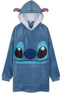 Объемное пончо с капюшоном Stitch Ohana Disney, синий