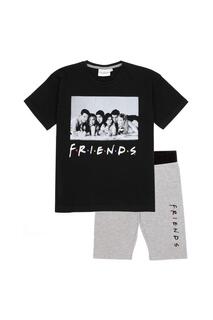 Короткий пижамный комплект для велоспорта Friends, черный